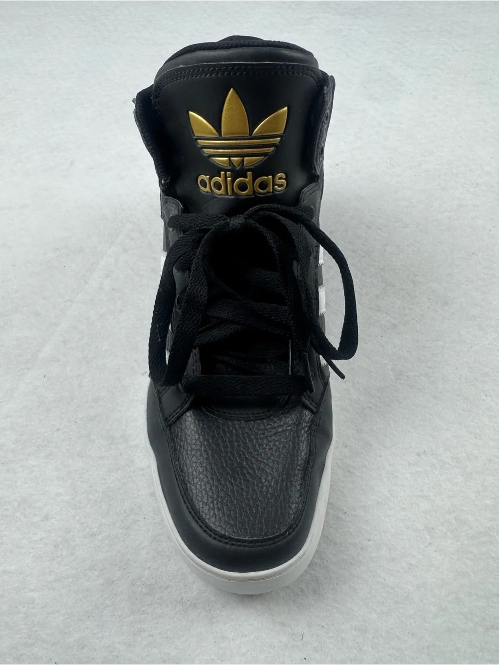 Adidas Originals Black White Gold High Top Sneakers Size 8.5 - Picture 5 of 9